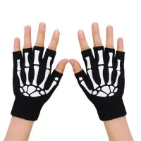 Uni Skeleton Gloves Luminous Skeleton Gloves Glow in the Dark Fingerless Gloves Knitted Winter Mittens