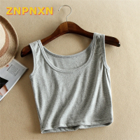 ZNPNXN ฤดูร้อนสั้นด้านบนผู้หญิงแขนกุดถังแข็งสีดำ/สีขาว Crop Tops Vest Tube TOP