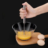 เครื่องตีไข่กึ่งอัตโนมัติ Stainless Steel Egg Whisk Manual Hand Mixer Self Turning Egg Stirrer Kitchen Egg Tools-jica