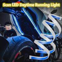 [LWF HOT]✺▲ 12V Universal DRL Light Motorcycle LED Daytime Running Light Scan Waterproof Headlight Strip Sequential Flow Yellow Turn Signal