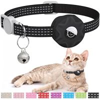 【JCHEN pet supplie】AirTag แผ่นป้ายปลอกคอแมวสะท้อนแสง,มาใหม่กันไฟติดป้าย Apple ปลิกคอีพีเอสแมวปลอกคอแมวพร้อมที่ยึดป้ายอากาศและกระดิ่ง