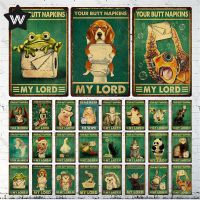 Funny Animal Toilet Metal Sign Retro Bathroom Metal Plate My Lord Your Butt Napkins Tin Sign Funny Text Sign for Bathroom Decor