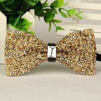 SHENNAIWEI fashion mens High-grade gold diamond crystal gem bow tie 12cm-6cm butterfly bowties lots Nails Screws Fasteners