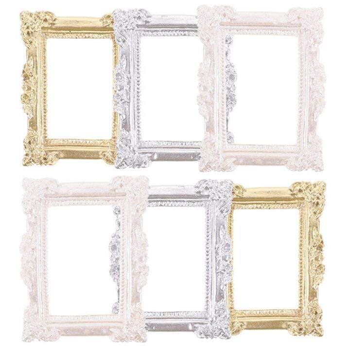 6 Pcs Vintage Gold Frame Wall Picture Frames Resin Frame Props