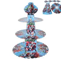 3 Tier the Avengers Captain America paper Cake Holder Stand Round Paper Cake Rack Baby boy favor Birthday Party Decor Supplies