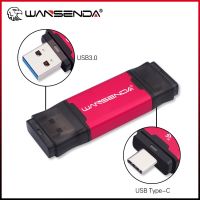 WANSENDA TYPE C USB 3.0 Flash Drive Metal Pen Drive 512GB 256GB 128GB 64GB 32GB External Storage Pendrive for Type-C Mobile/PC