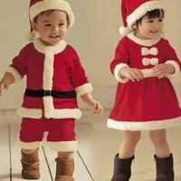 Santa Claus Child Clothes Red Christmas Party Cosplay Kids Dress Costumes for Boys and Girls