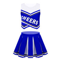 Kids Girls Cheerleading Uniform Suit Costumes Outfit Tops with Skirt for Encourage Cheerleader Carnival Party Performance Sets