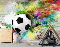 ♕☈ Customized Wallpaper Cartoon Colorful Football Sport for Kids ROOM Wall Decor 3d Wall Panel