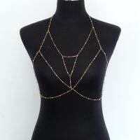 【Big-Sales】 laozizuishuai สินค้าใหม่ Silver Color Beading Body Chain เครื่องประดับสำหรับผู้หญิงแฟชั่นบิกินี่ Bra Chain ฤดูร้อน Charm เครื่องประดับ