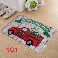 Merry Christmas Doormat Decoration Red Truck Pattern Bedroom Doormat Carpet Kitchen Door Decor Non-slip Doormat Kitchen Mats