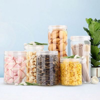 8 Sizes 250ml-1000ml Kitchen Food Storage Jars /Clear Snack Spice Canister Bottle/Refillable Sealed Cans with Cover /Plastic Storage Bottle For Food Candy Cookie/Cake Pastry Dessert Seal Box/Cosmetic Jar 5211033✼