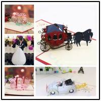 Wedding carriage 3D paper Invitation Card Event wedding greeting card Valentines Day pop up card Party Invitations Supplies Greeting Cards