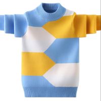 Boys pullovers spring-winter kids warm jacket teenage fashionable knitted clothes bottoming shirt youth clothes plush inside top