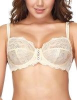 WingsLove Womens Full Coverage Non-padded Bra Soft Cup Floral Lace Underwire Bra