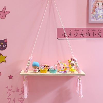 【YF】 Pink Pendant Wall Shelves Wooden Hanging Board Partition Room Decoration