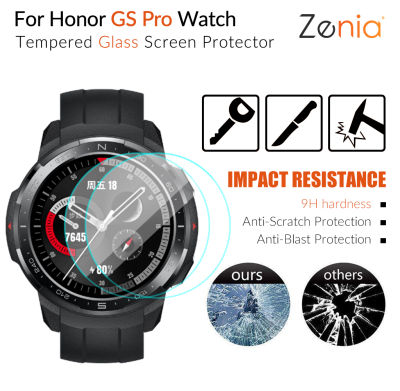 Zenia 2Pcs หน้าจอฟิล์มกันรอยสำหรับ Honor Watch GS Pro สมาร์ทวอท์ช HD 9H 2.5D กระจกนิรภัยป้องกันการระเบิดป้องกันฟิล์มป้องกันรอยขีดข่วนอุปกรณ์เสริม