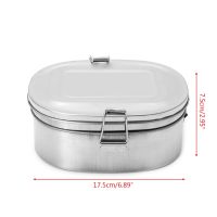 Stainless Steel Square Lunch Box Bento Food Picnic Container Travel 1/2 Layer