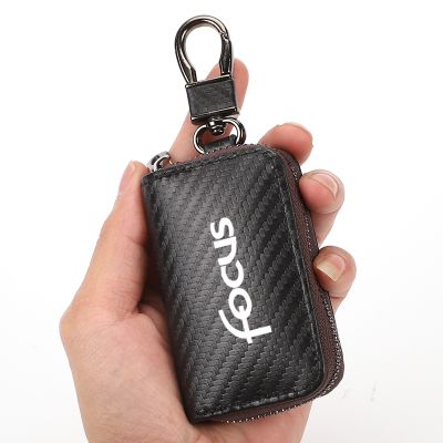 ❦✖❒ For focus bmax smax cmax Car Accessories Carbon Fiber Car Key Case Men Ladies Key Storage Bag