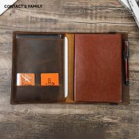 Notebook Portfolio iPad Case Folder B5 Documents Book Cover Business Stationery Crazy Horse Leather Contract File Organizer