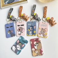 Tom and Jerry Cartoon Card Cover Women Doll Keychain Student Campus Documents Bag Anti-lost Card Holder ID Card Bus Card Case Card Holders