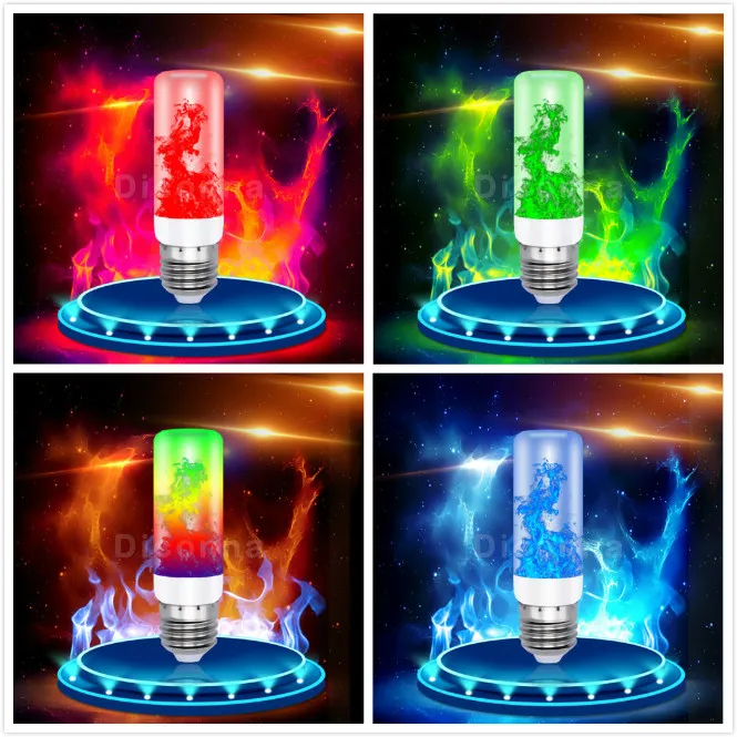 4 Mode E27 Color Fire LED Effect Light Bulb Flickering Flame Room Party