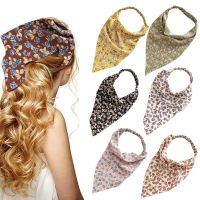 Vintage Flower Women Hair Scarf Bandanas Elastic Hairband Headscarf Summer Beach Sunshade Small Scarves Lady Cycling Turban