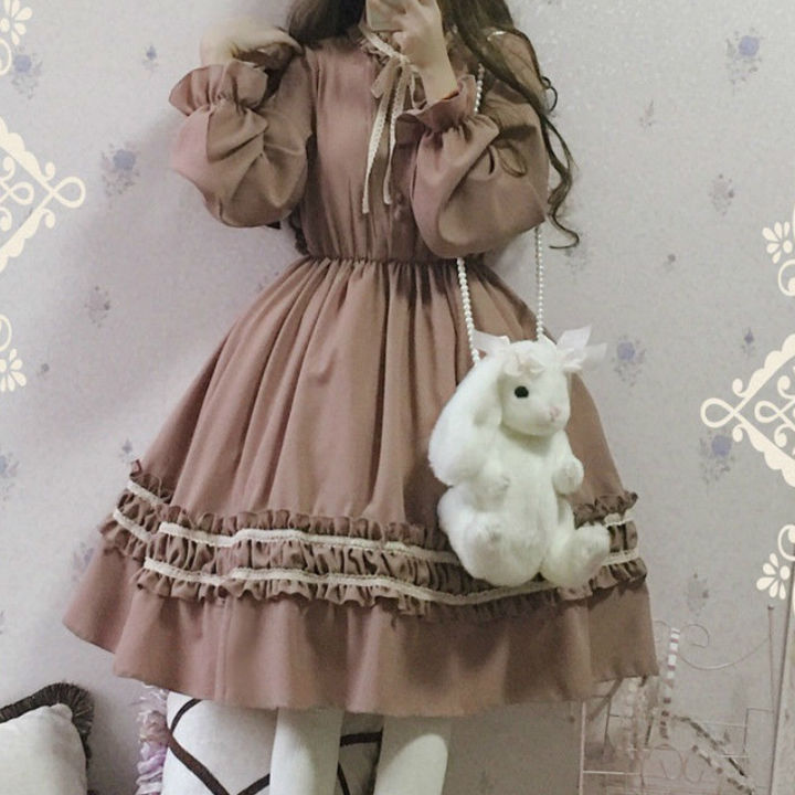 2021KOSAHIKI 2021 Harajuku Japanese Kawaii Sweet Lolita Dresses Vintage Retro Party Femme Robe Vintage Bowknot Dress 11a087