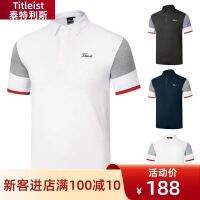 2023 High quality new style Titleist Titleist golf new mens short-sleeved T-shirt sports casual elastic quick-drying breathable top