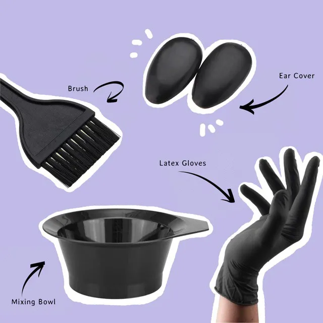 GWK* Hair Dye Tool Set - Mixing Bowl , Gloves , Ear Caps ,Tint Brush |  Lazada PH