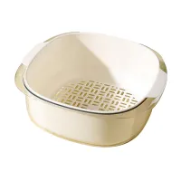 Drain Colander Fruit and Vegetable Bowl Set Double Layered Drain Basin and Basket Great for Placing and Washing