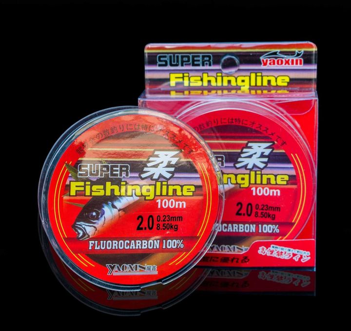 สายเอ็น-super-fishingline-สายฟูโรคาบอน-100-สีใส-มีความเหนียว-ทนต่อรอยขีดข่วนได้ดี-จมน้ำไว-ยาวม้วนละ-100-เมตร