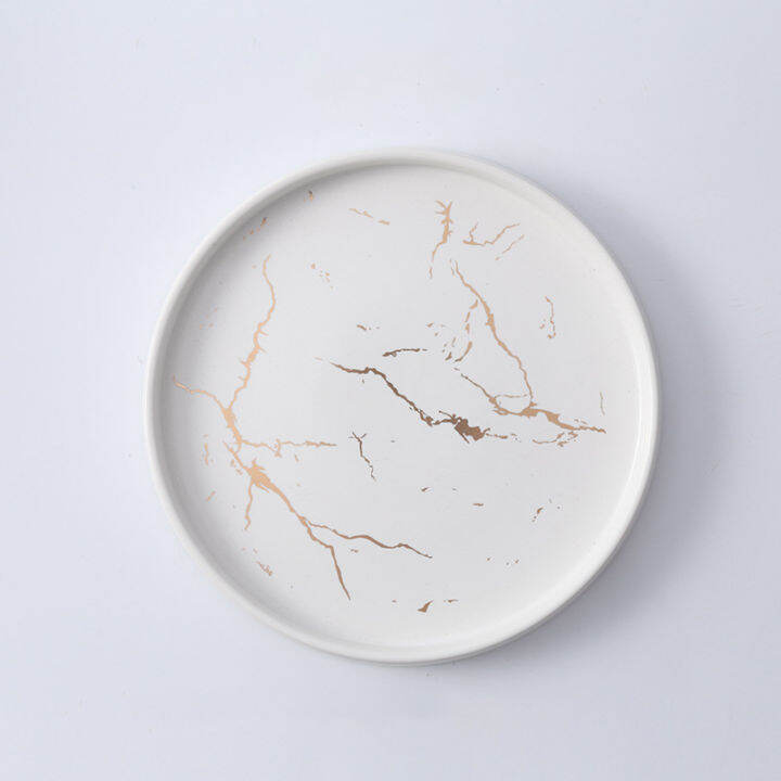 marble-plate-ceramic-round-steak-dinner-black-striped-kitchen-utensils-porcelain-creative-nordic-dessert-snack-dishes