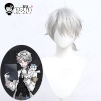 Embalmer Aesop Carl Cosplay Wig Fiber synthetic wig Game Identity V Cosplay Wig「HSIU 」Silver gray short hair+Wig cap Wig  Hair Extensions Pads