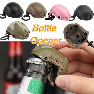 Mini Fast Helmet Keychain Hiking Camping Bottle Cap Opener Corkscrew Decrowner Helmet Shaped Toy Decoration Gift Outdoor Tool