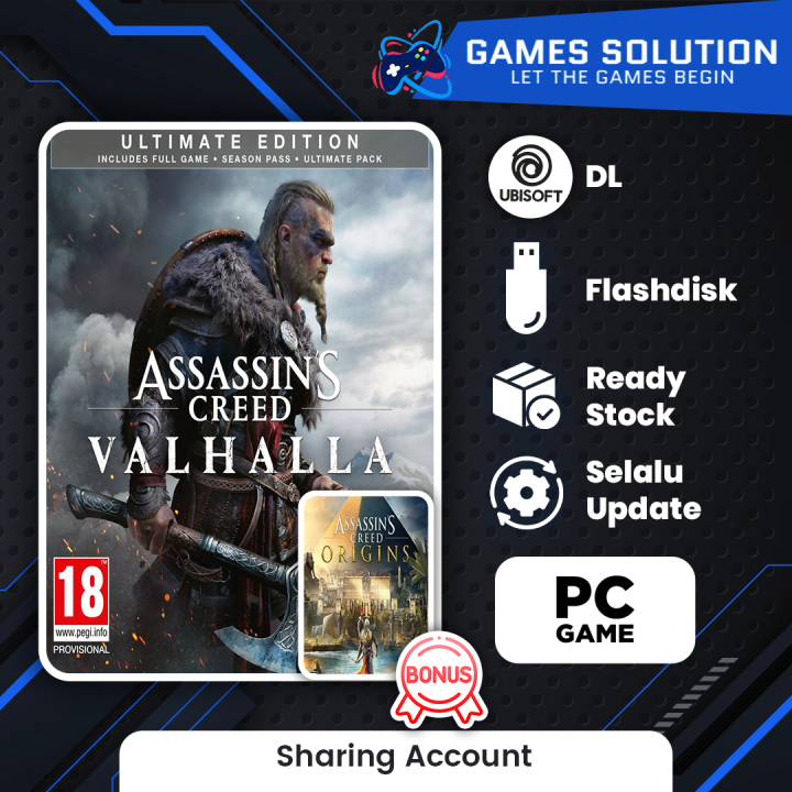 Assassins Creed Valhalla Ultimate Editon + Ac Origins PC Game Original