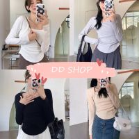 DD SHOPพร้อมส่ง C592 เสื้อไหมพรมแขนยาว ดีเทลสายรูดด้านข้าง น่ารักใส่สบายๆ