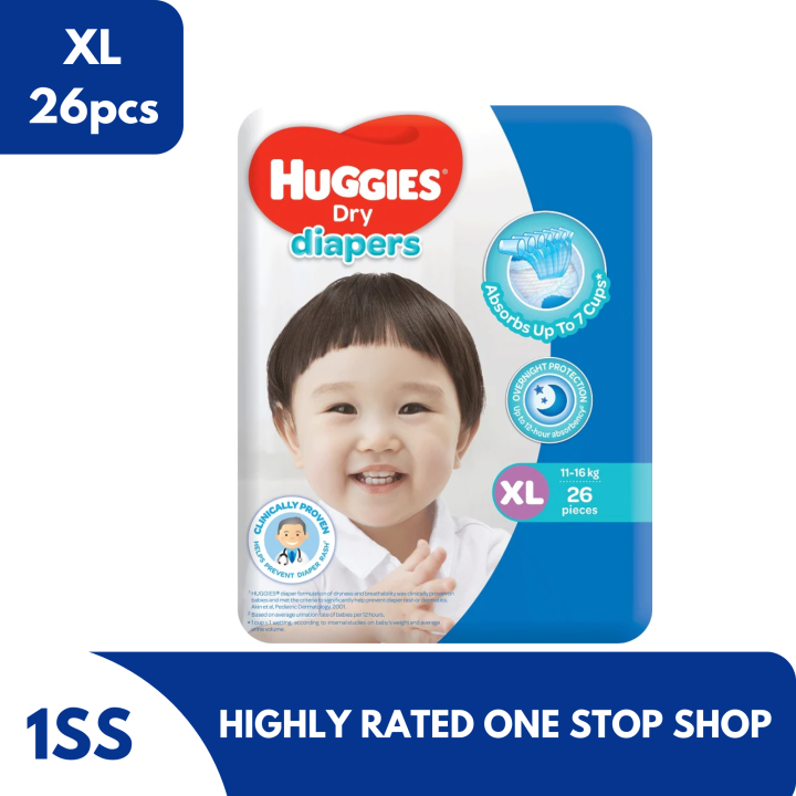Huggies Dry Diapers, XL x 26pcs Lazada PH