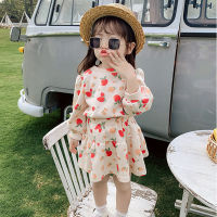 Girls Casual Clothes Sets Autumn Spring Kids Cartoon Strawberry Sweater Skirt 2 Piece 3-7 Years Children Cute Costumes