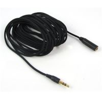 Hot 16Ft 5M 3.5mm M/F Audio Stereo Earphone Extension Cloth Cable Black New Cables