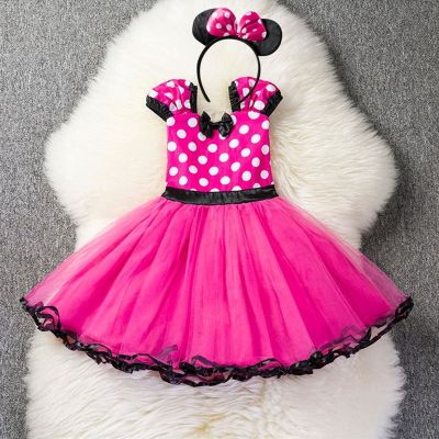 Toddler Girls Dresses Polka Dots Princess Costume Cosplay Dress Up 1 2 3 4 5 Years Kids Birthday Party Clothes Set