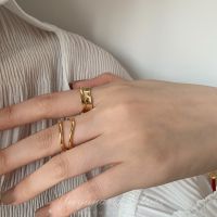 ▥﹍ YUYUJIANG fashionable gold apathy is 925 sterling silver ring irregular corrugated surface double contracted fashion female