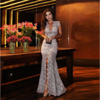 WEPBEL Women Luxury Lace Evening Dress Floor-length Prom Dress Party Formal Gown Long Party Dress