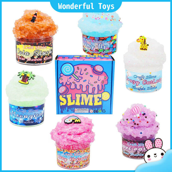 【ready Stock】6 Colors 60ml Pcs Sparkling Slime Kit Slime Clay Cotton 