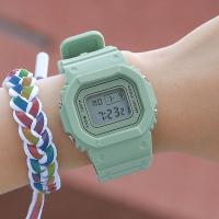 นาฬิกาสีลูกอมน่ารักสี่เหลี่ยม Jam Tangan Digital แนวสปอร์ตนาฬิกาข้อมือ แฟชั่น Unisex F6U9