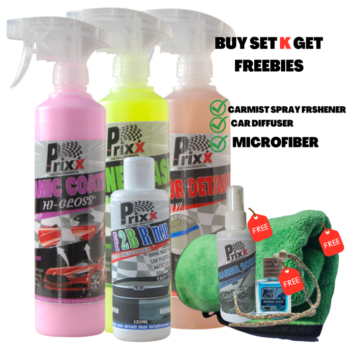 Prixx Package K Ceramic wax high gloss/Interior Detailer/Engine Wash ...