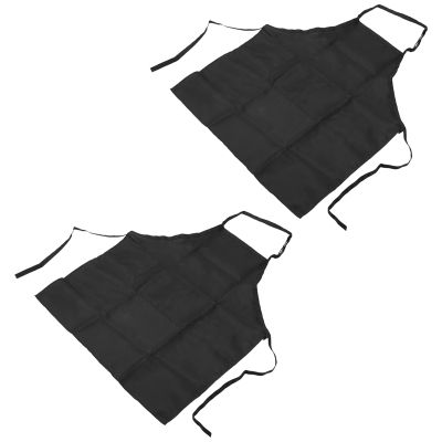 2 Pack Polyester Adjustable Bib Apron with 2 Pockets Cooking Kitchen Aprons for Women Men Chef,Black