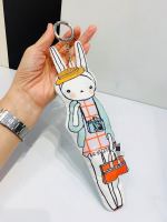 Lesportsac 2023 กระเป๋าผ้าบ้านชื่อร่วม Feifei Rabbit กล่องดินสอกระเป๋าจี้