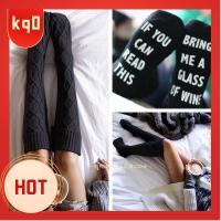 KQ0 Women Knit Over Knee "IF YOU CAN READ THIS" Floor Socks Thigh High Stocking Long Boot