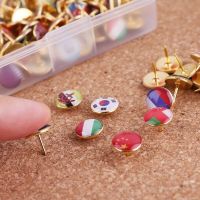 Holiday Discounts 100Pcs/Box Map Tacks National Flag Glue Thumbtack Push Pins Notice Board Markers